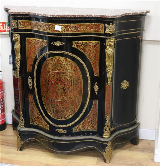 A Victorian red boulle work side cabinet W.113cm